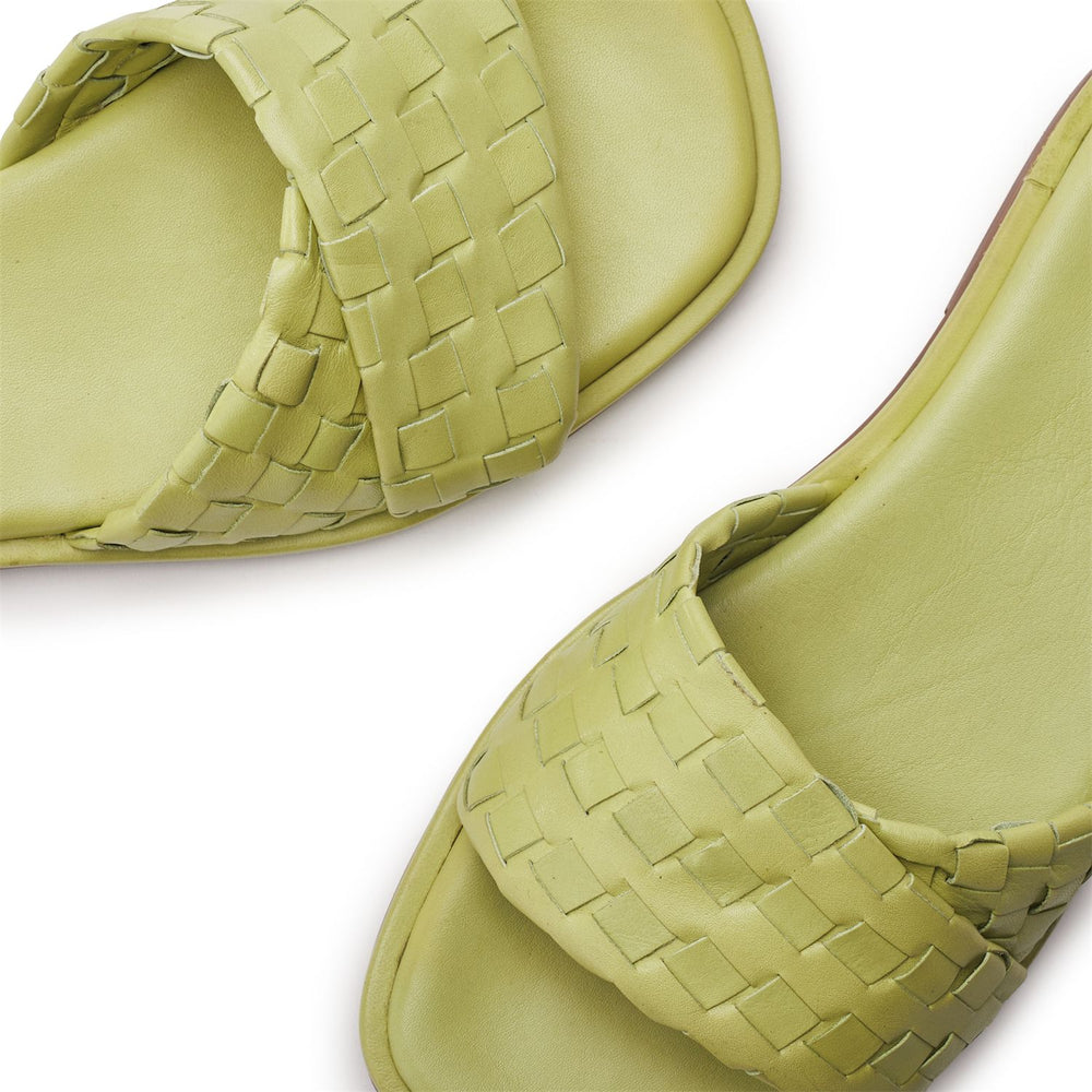 Jina Lime Green Leather Sandals