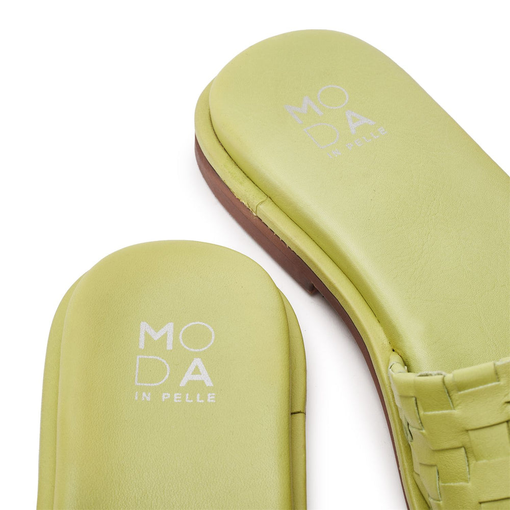 Jina Lime Green Leather Sandals