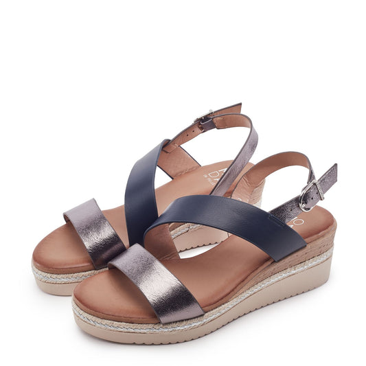 Joani Navy - Pewter Porvair Sandals