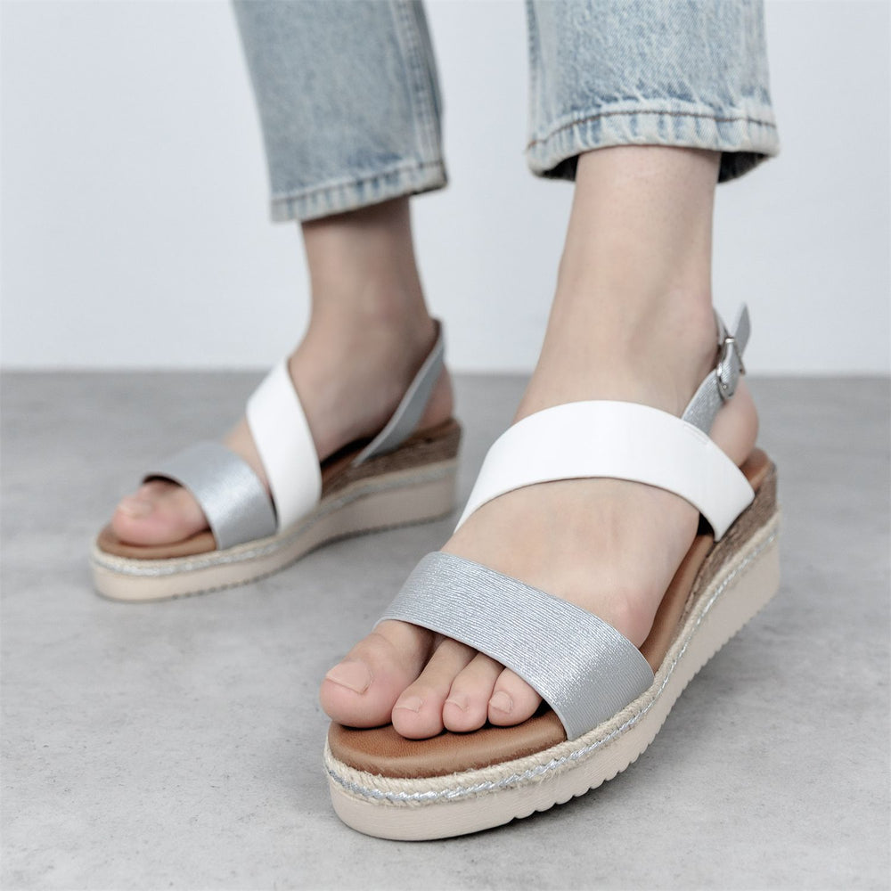 Joani White - Silver Porvair Sandals
