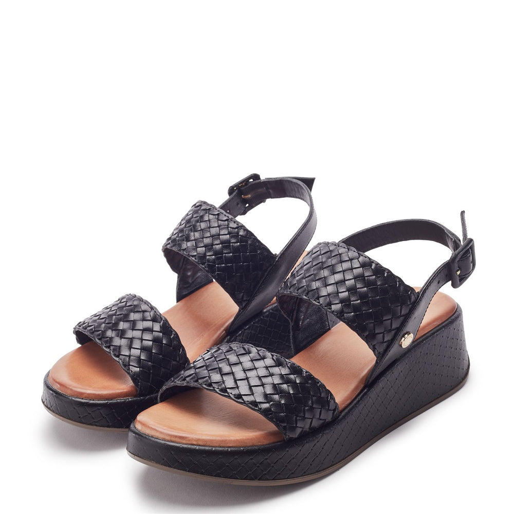 Kaccia Black Leather Sandals