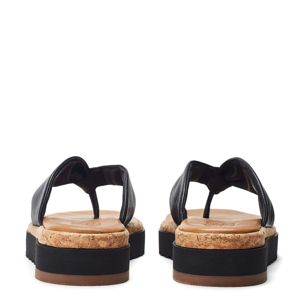 Kadence Black Leather Sandals