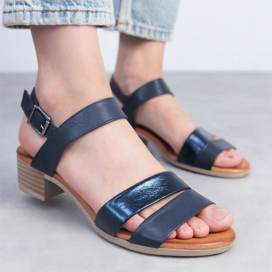 Kala Navy Leather Sandals