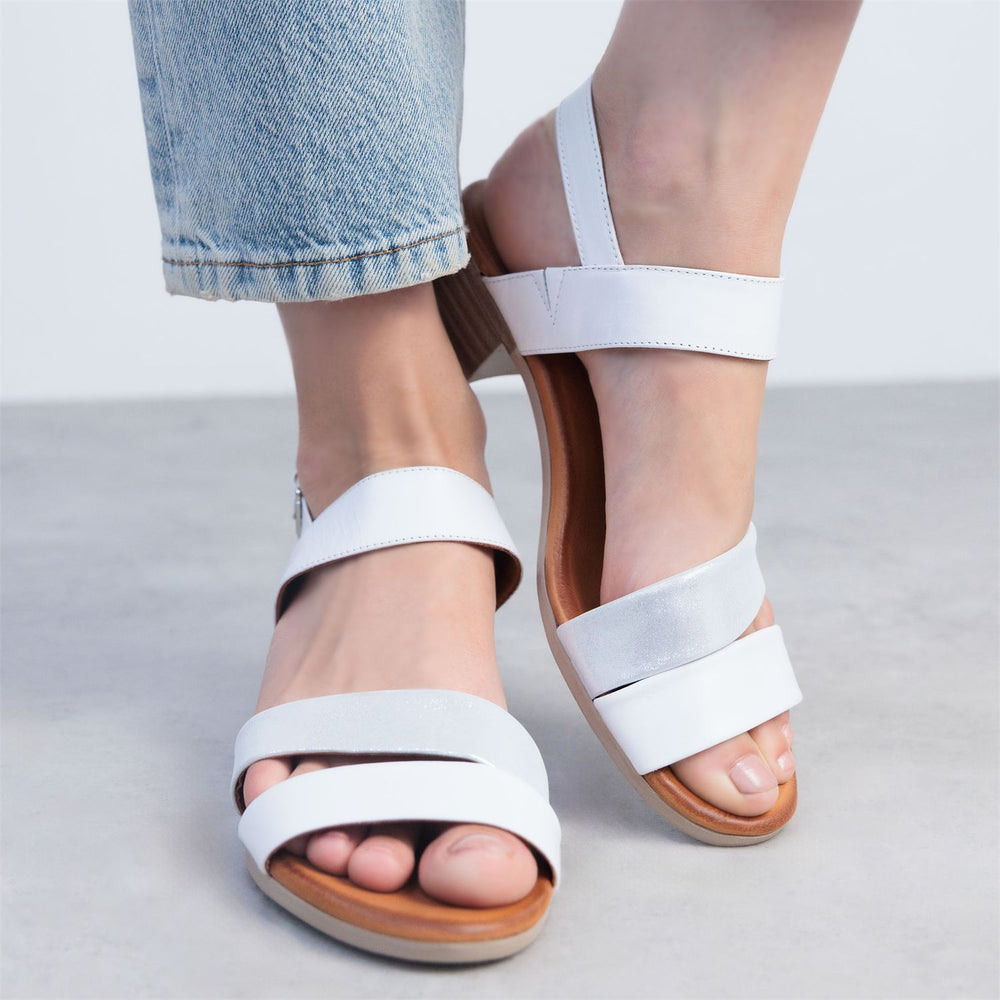 Kala White Leather Sandals