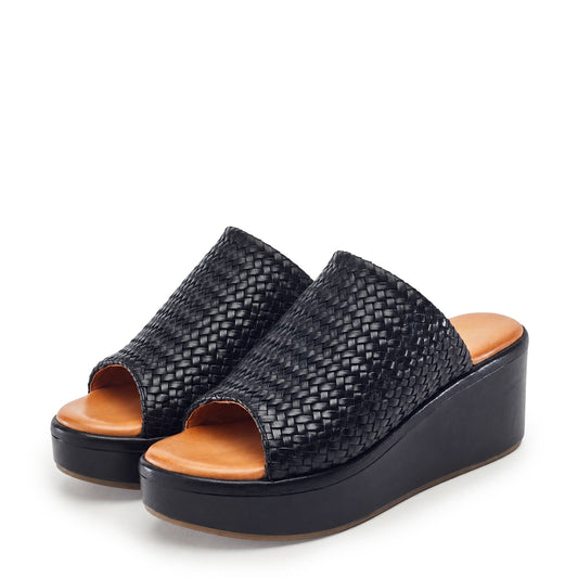 Kalley Black Leather Sandals