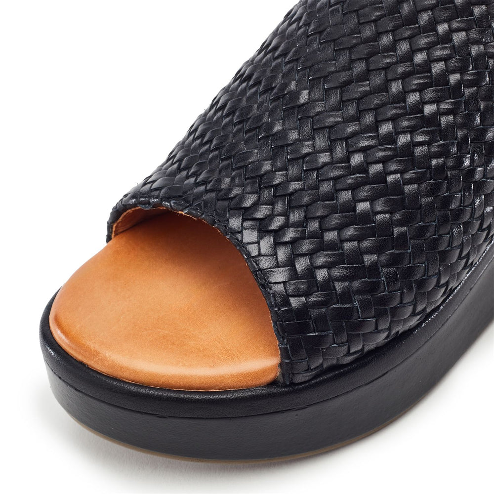 Kalley Black Leather Sandals