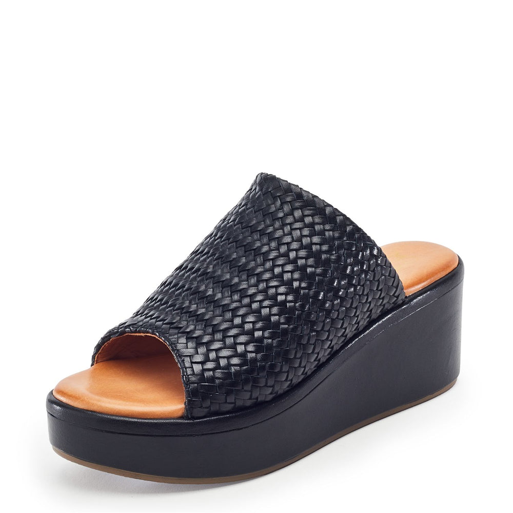 Kalley Black Leather Sandals