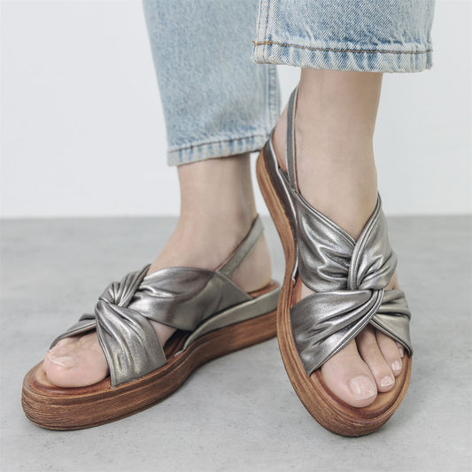 Kalmia Pewter Leather Sandals