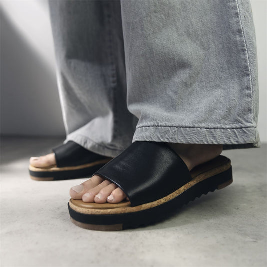 Kanzan Black Leather Sandals