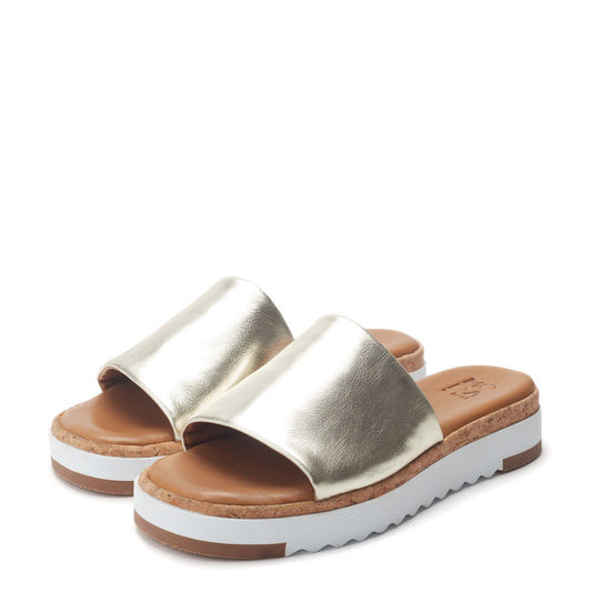 Kanzan Gold Metallic Leather Sandals