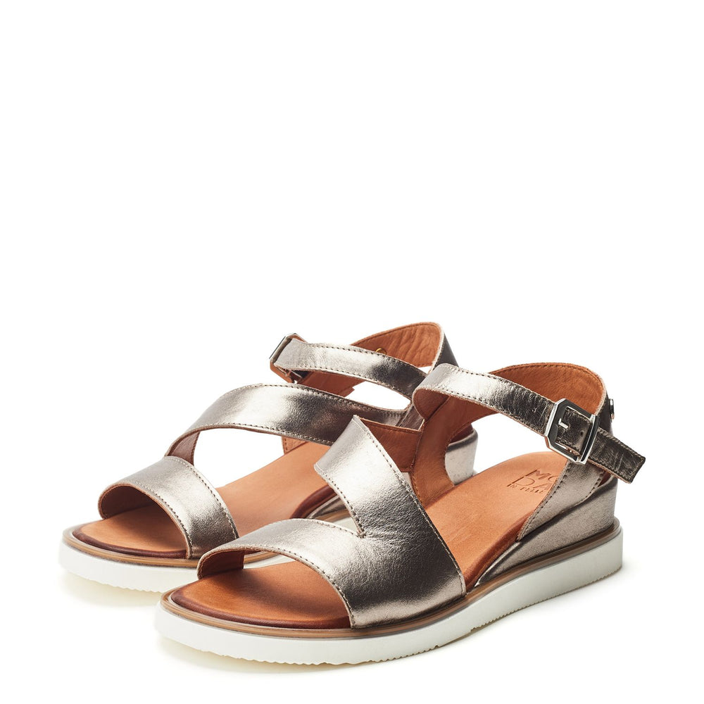 Kapur Pewter Metallic Leather Sandals