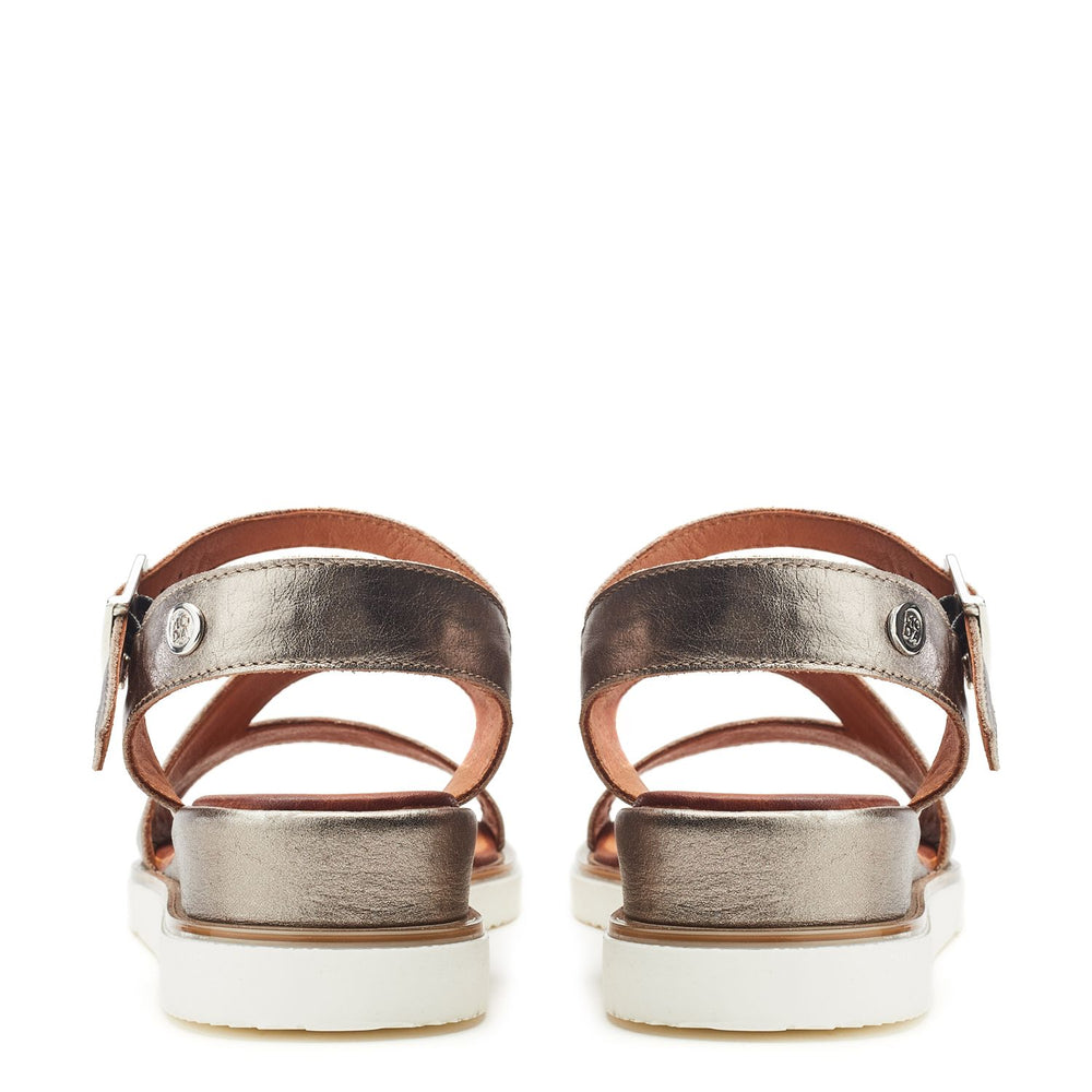 Kapur Pewter Metallic Leather Sandals