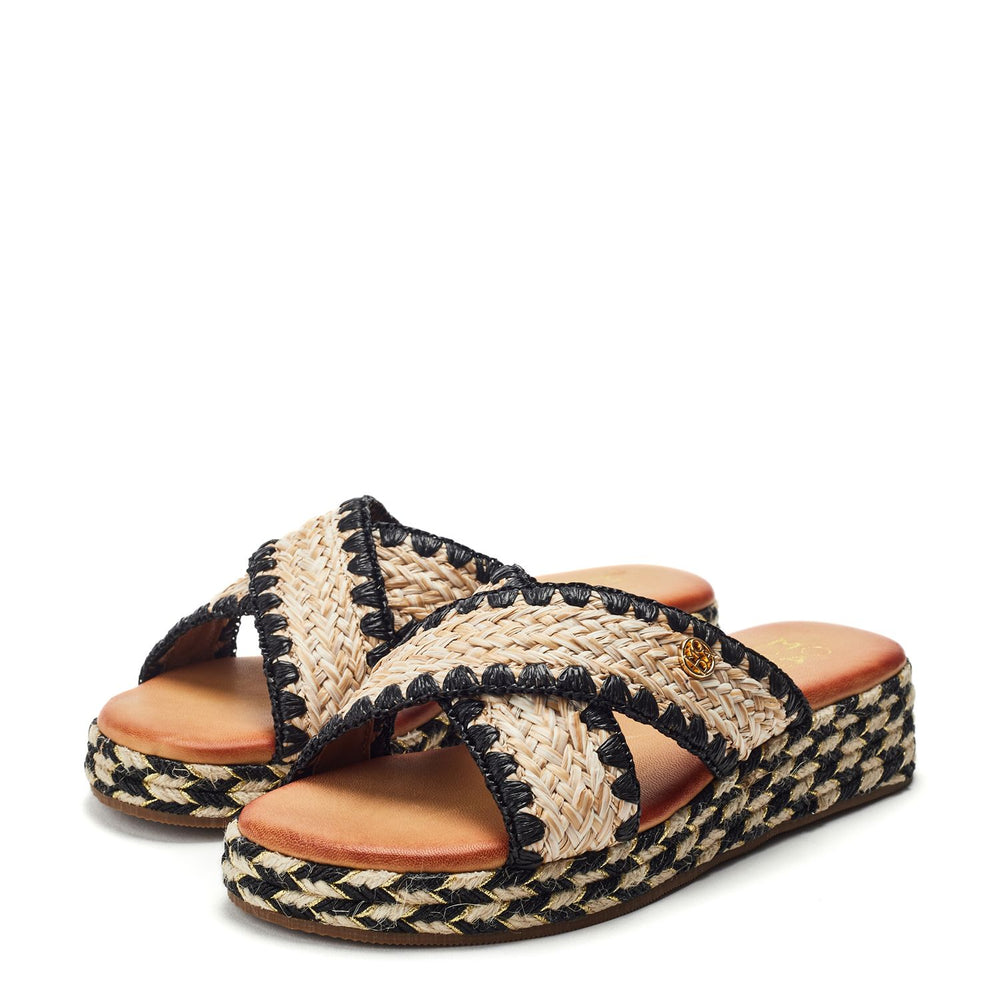 Karri Black Textile Sandals