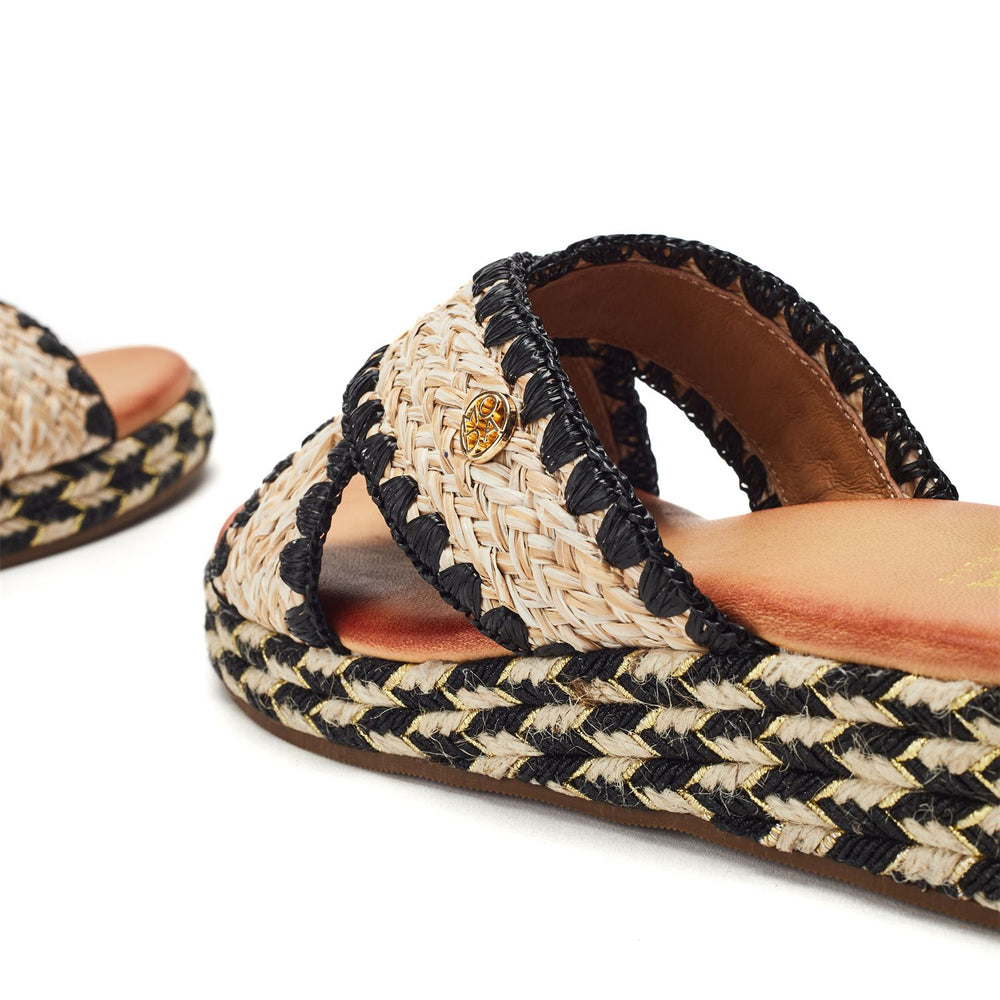 Karri Black Textile Sandals