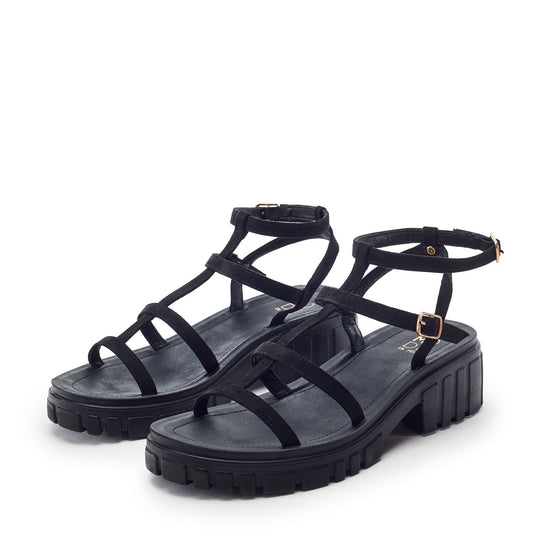 Karyna Black Alcantara Sandals
