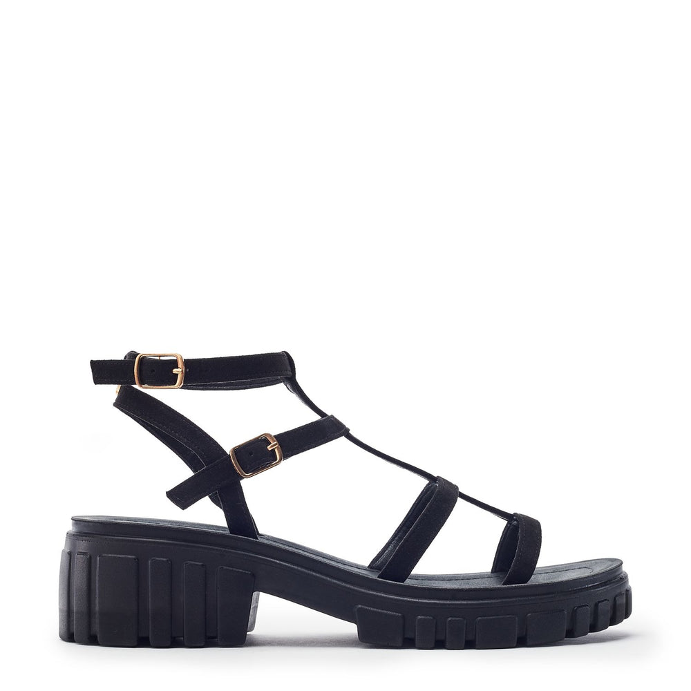 Karyna Black Alcantara Sandals