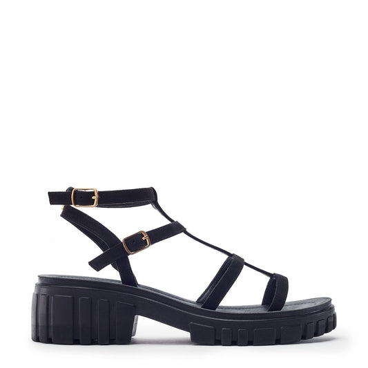 Karyna Black Alcantara Sandals