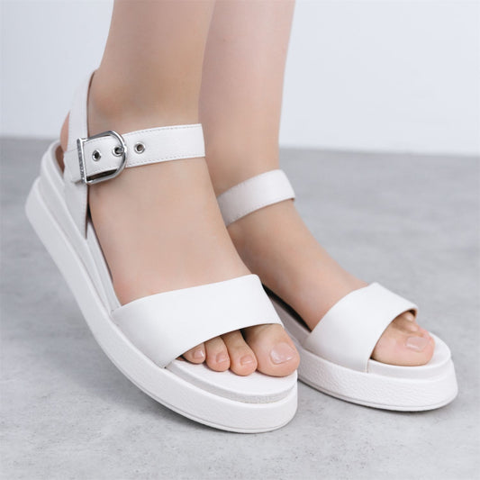 Katlin White Leather Sandals