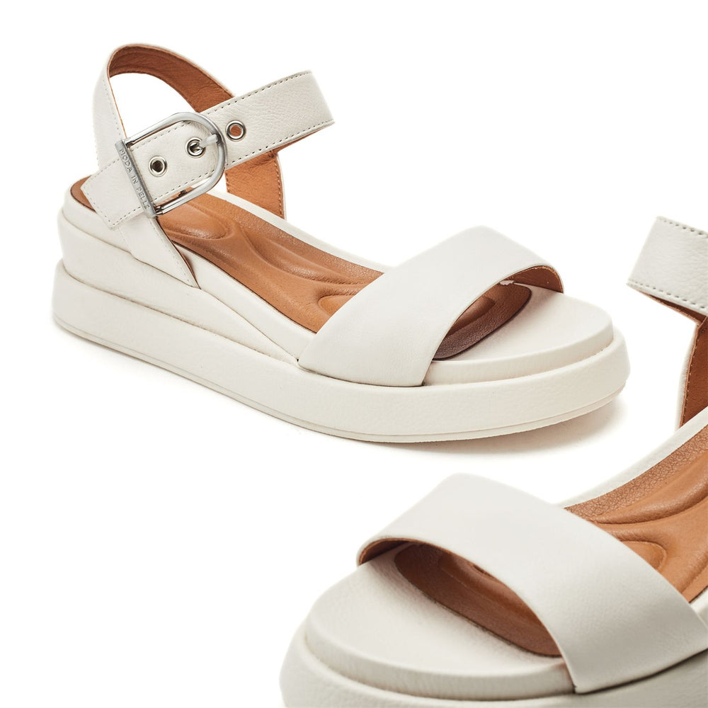 Katlin White Leather Sandals