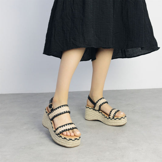 Kelila Black Textile Sandals