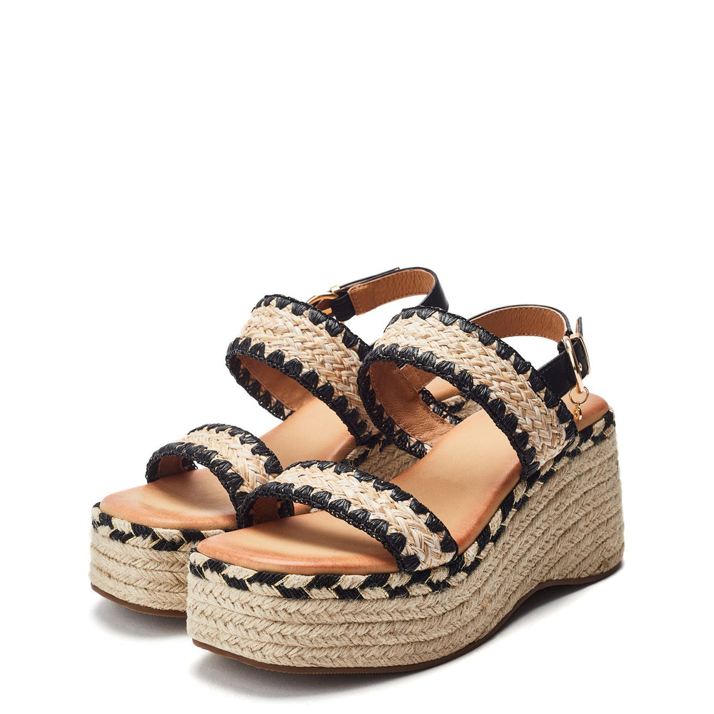 Kelila Black Textile Sandals