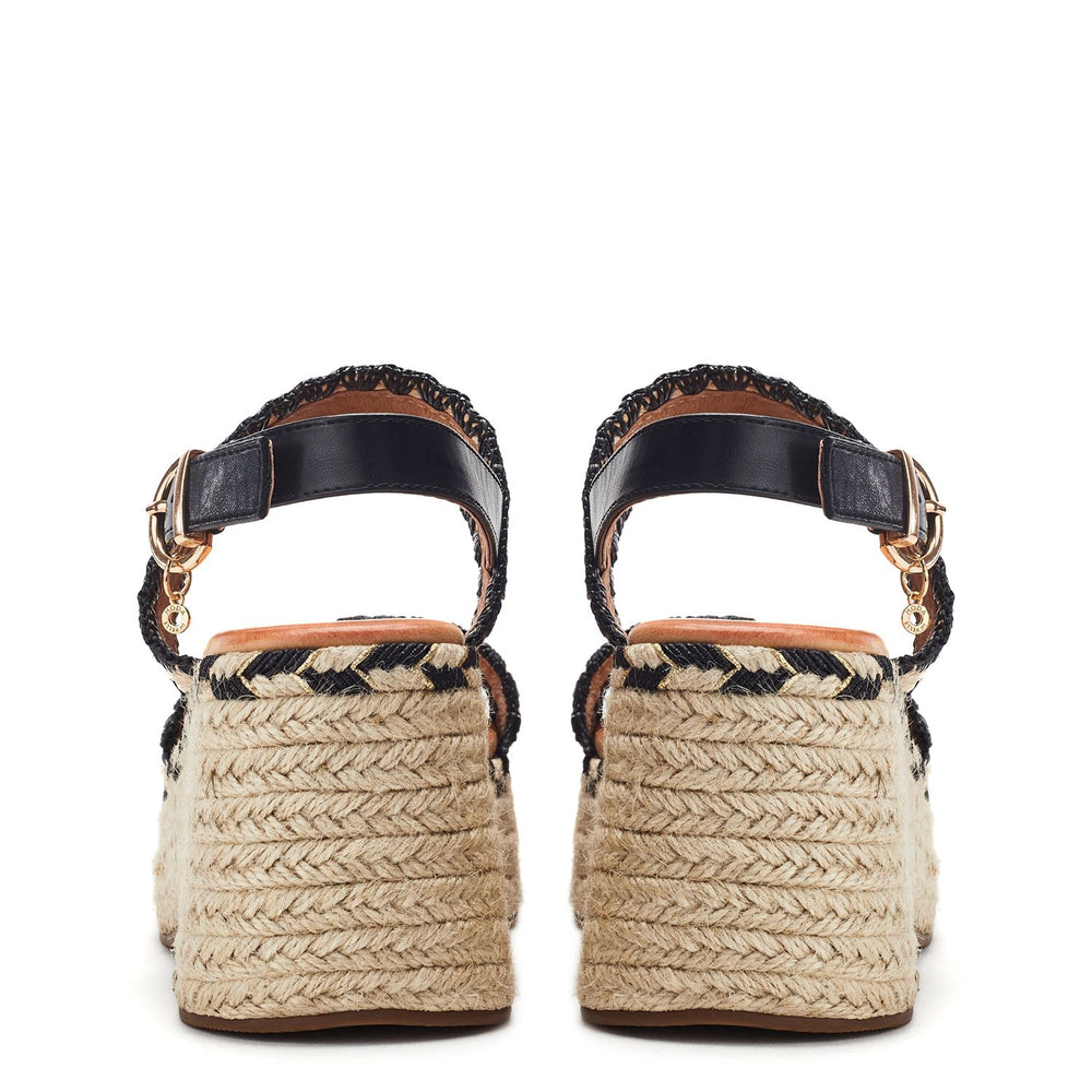 Kelila Black Textile Sandals