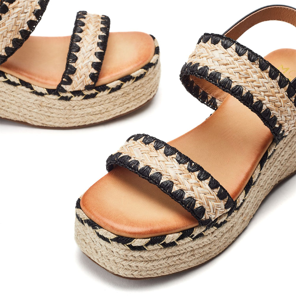 Kelila Black Textile Sandals