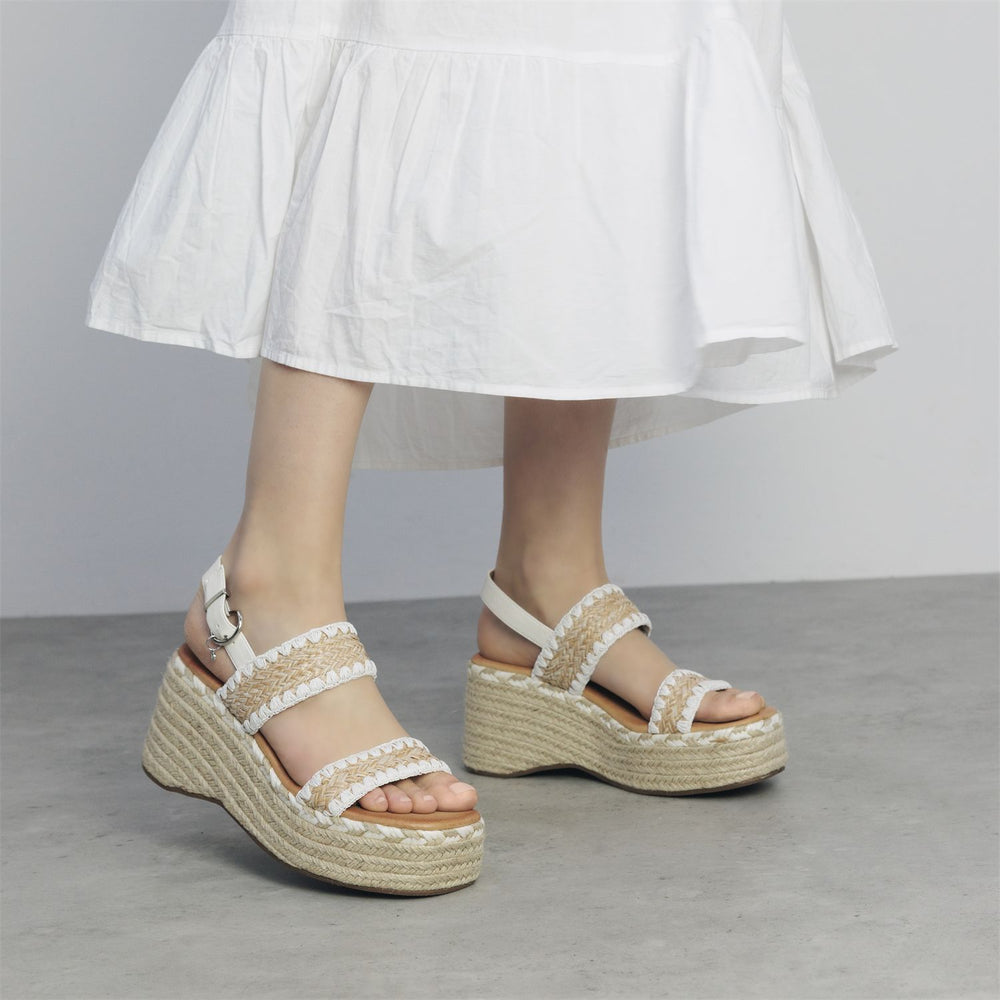 Kelila White Textile Sandals