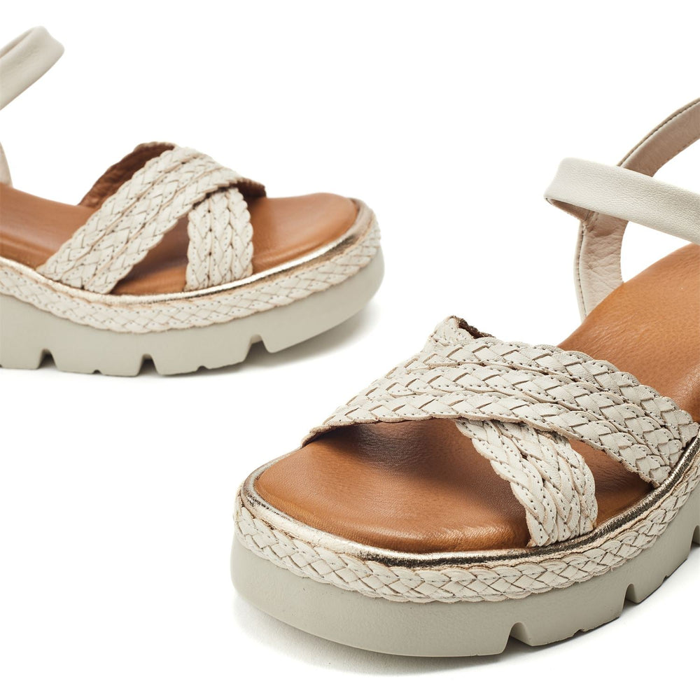 Keroya Off White Leather Sandals