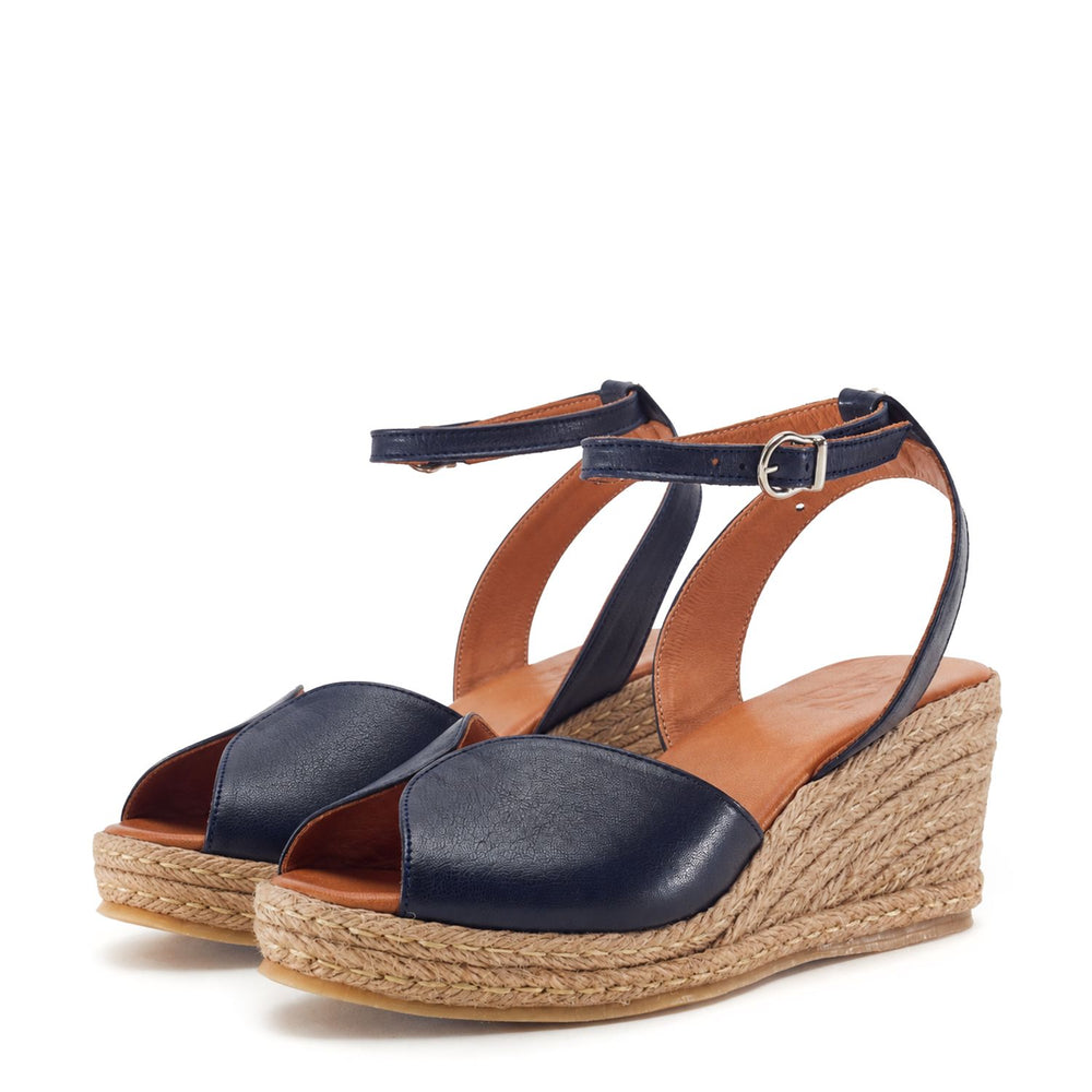 Kiona Navy Leather Sandals