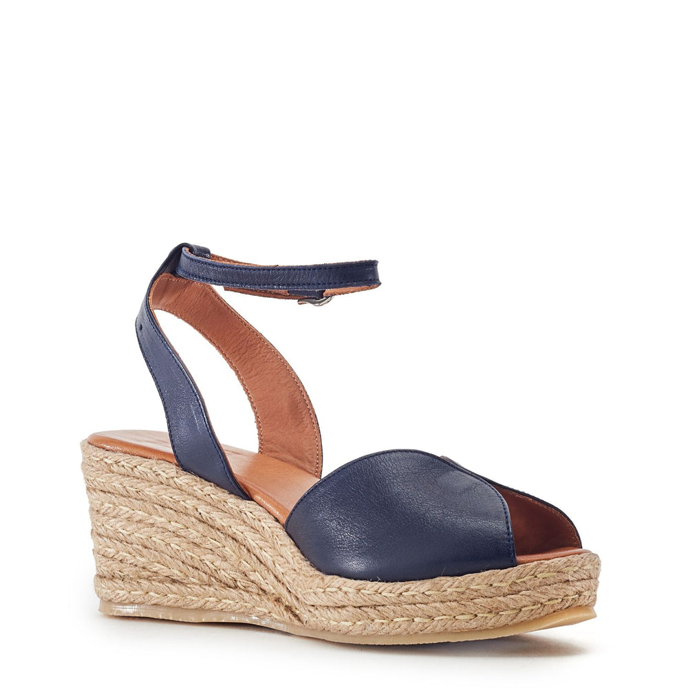 Kiona Navy Leather Sandals