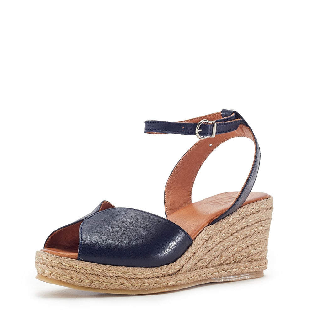 Kiona Navy Leather Sandals