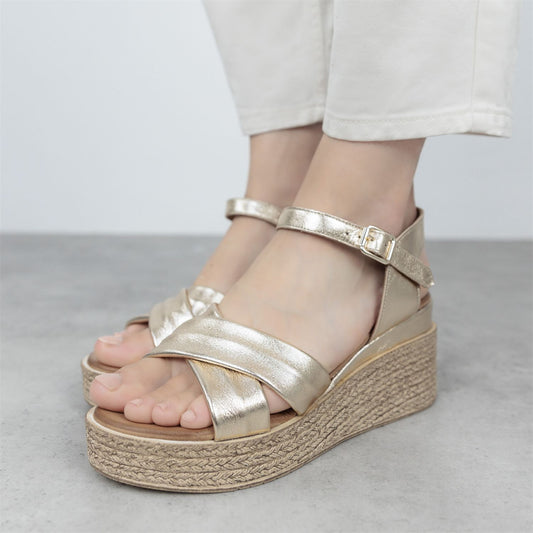 Kona Gold Leather Sandals