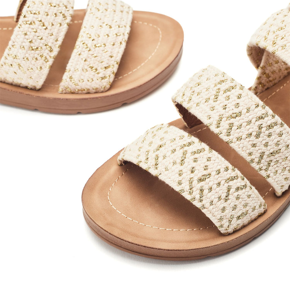 Kyomi Cream Textile Sandals