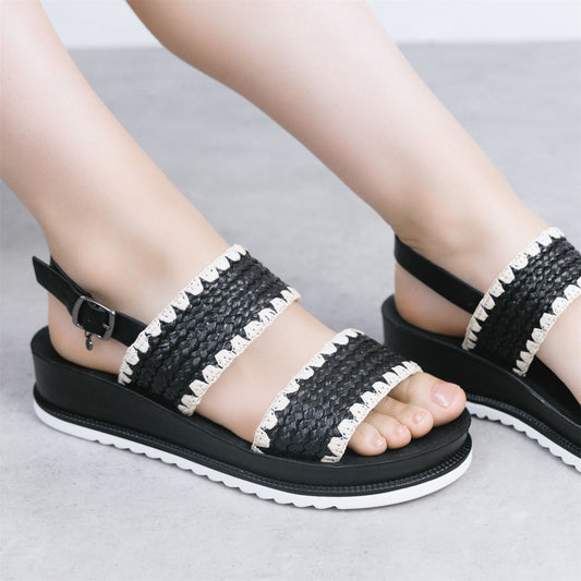 Kyraa Black Textile Sandals