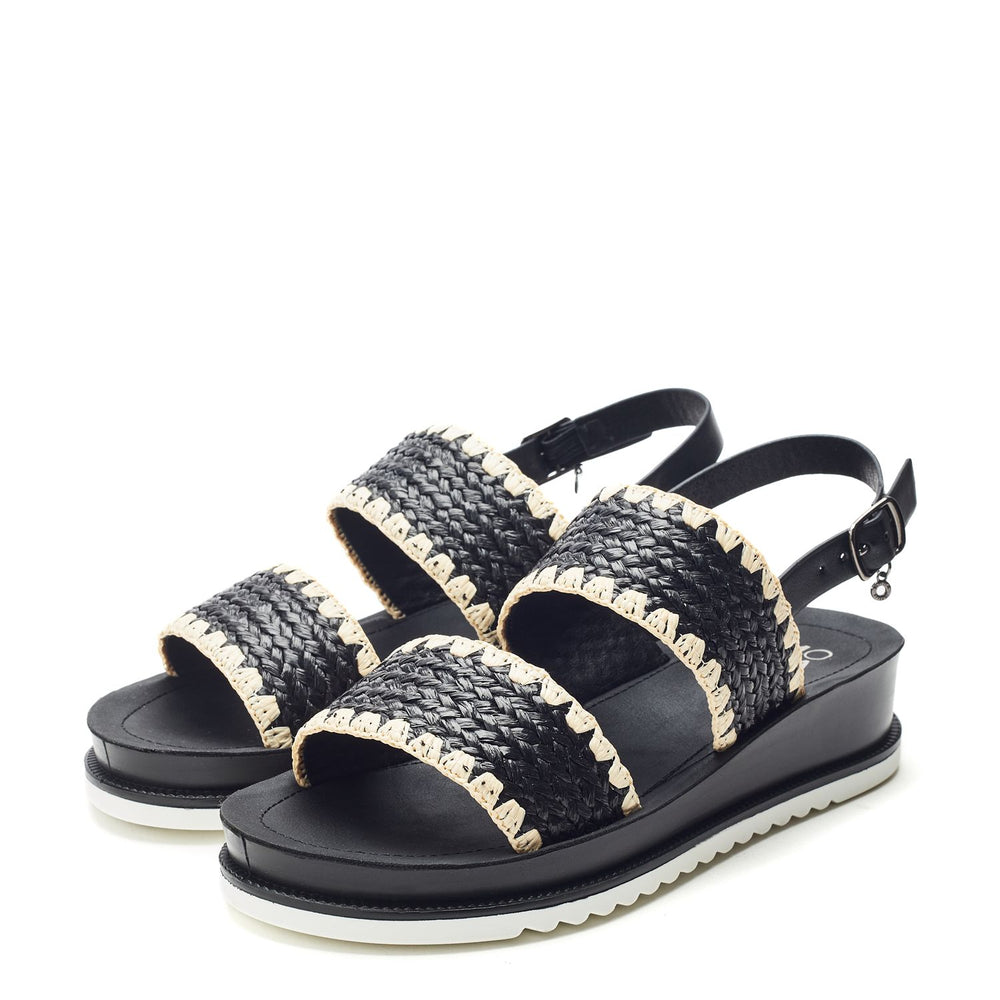 Kyraa Black Textile Sandals