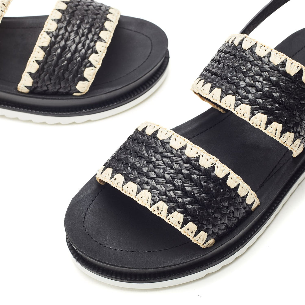 Kyraa Black Textile Sandals