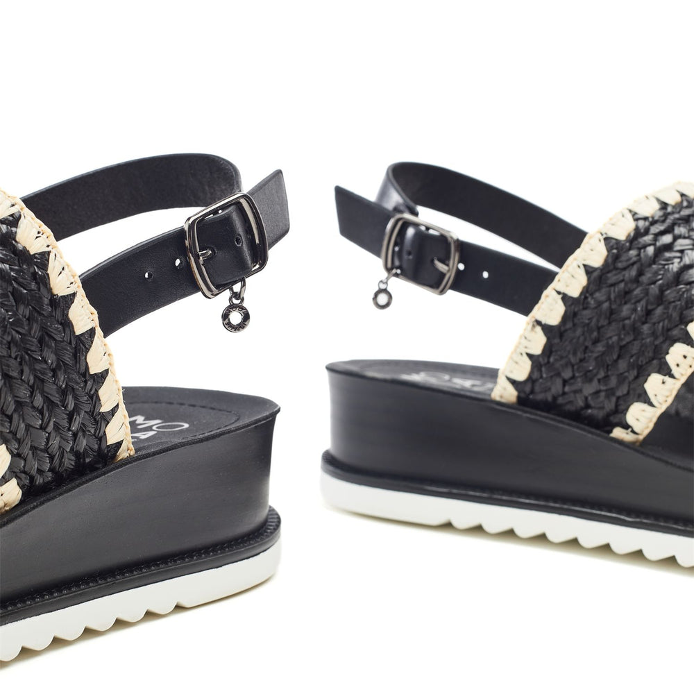 Kyraa Black Textile Sandals