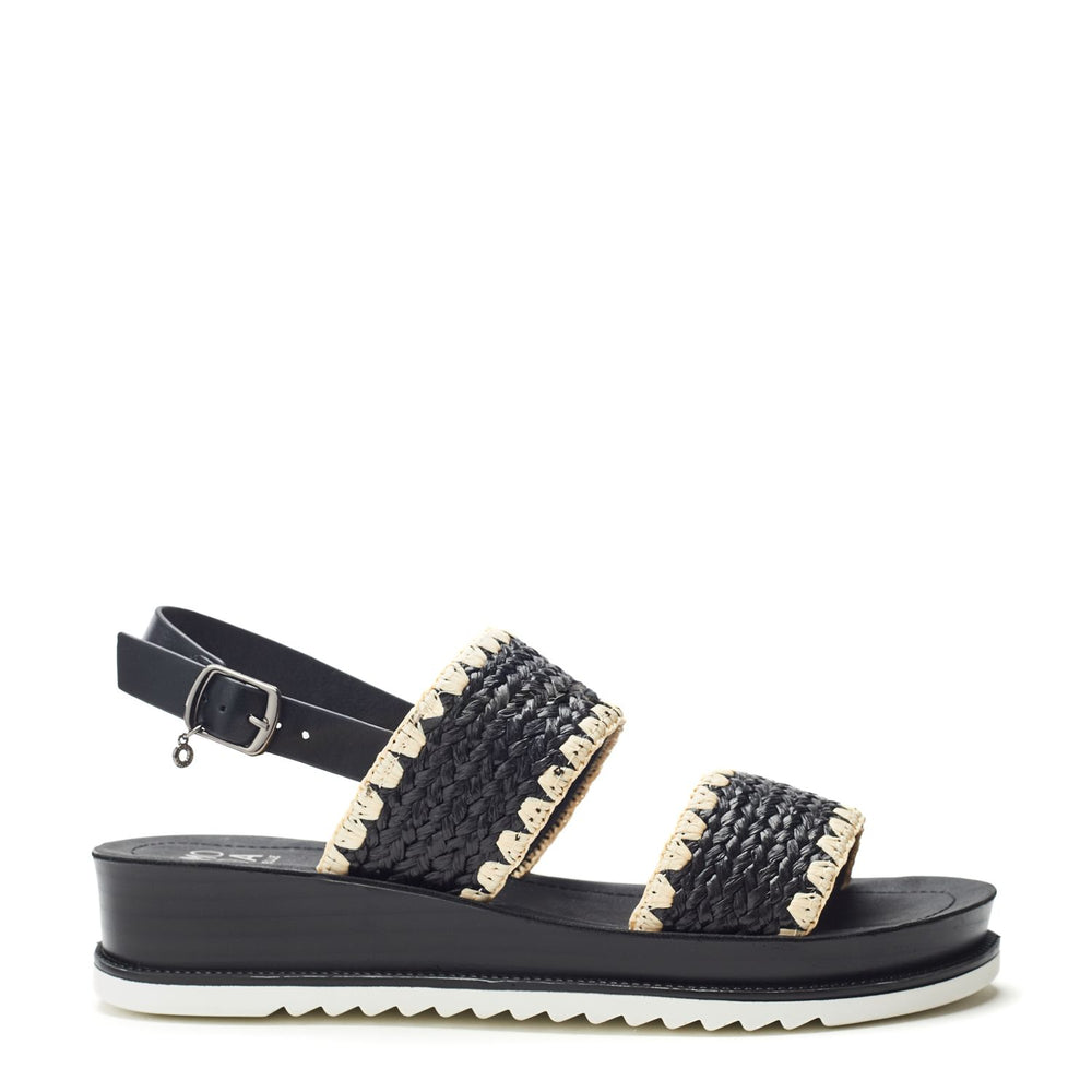 Kyraa Black Textile Sandals