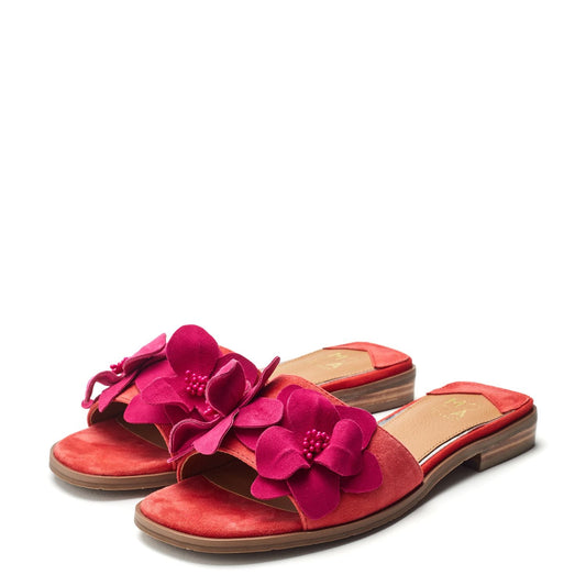 Laleh Red Pink Suede Sandals