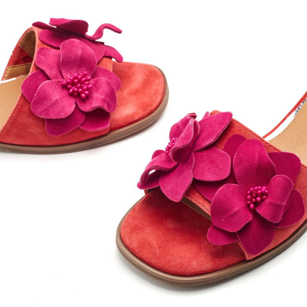 Laleh Red Pink Suede Sandals