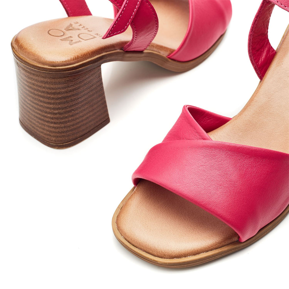 Lanie Pink Leather Sandals