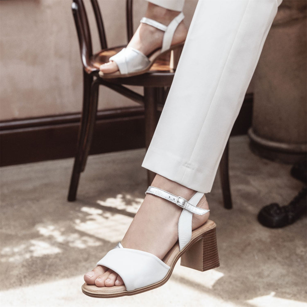 Lanie White - Silver Leather Sandals