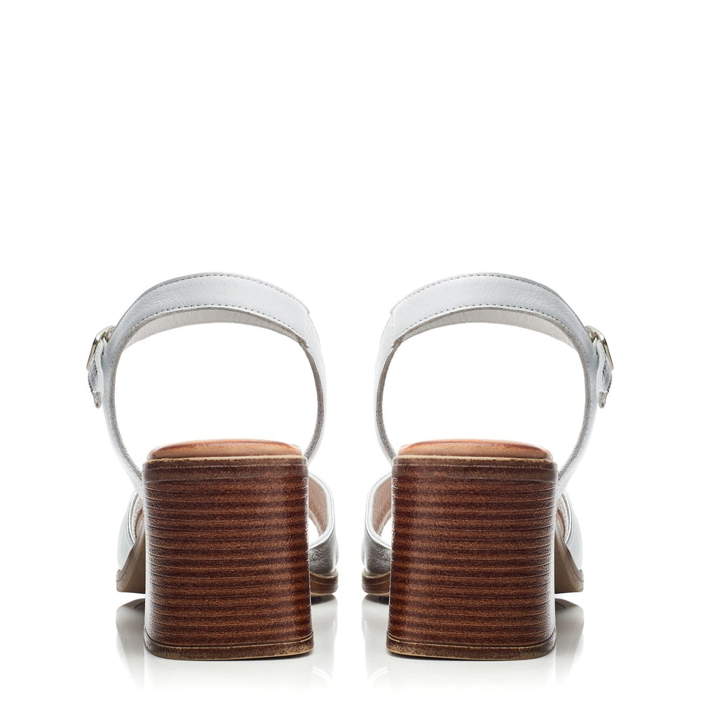 Lanie White - Silver Leather Sandals