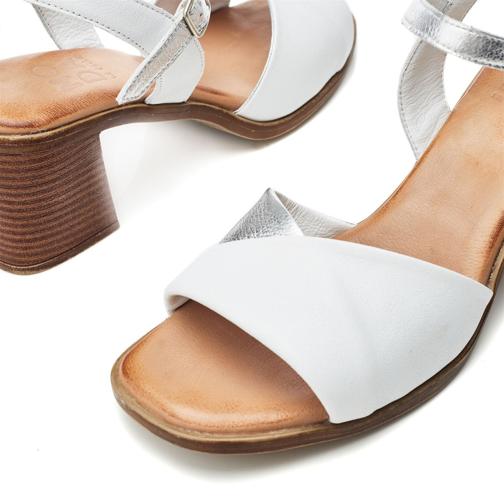 Lanie White - Silver Leather Sandals