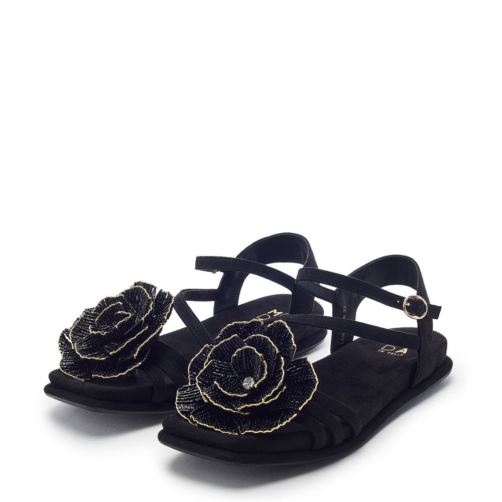 Lareesa Black Alcantara Sandals