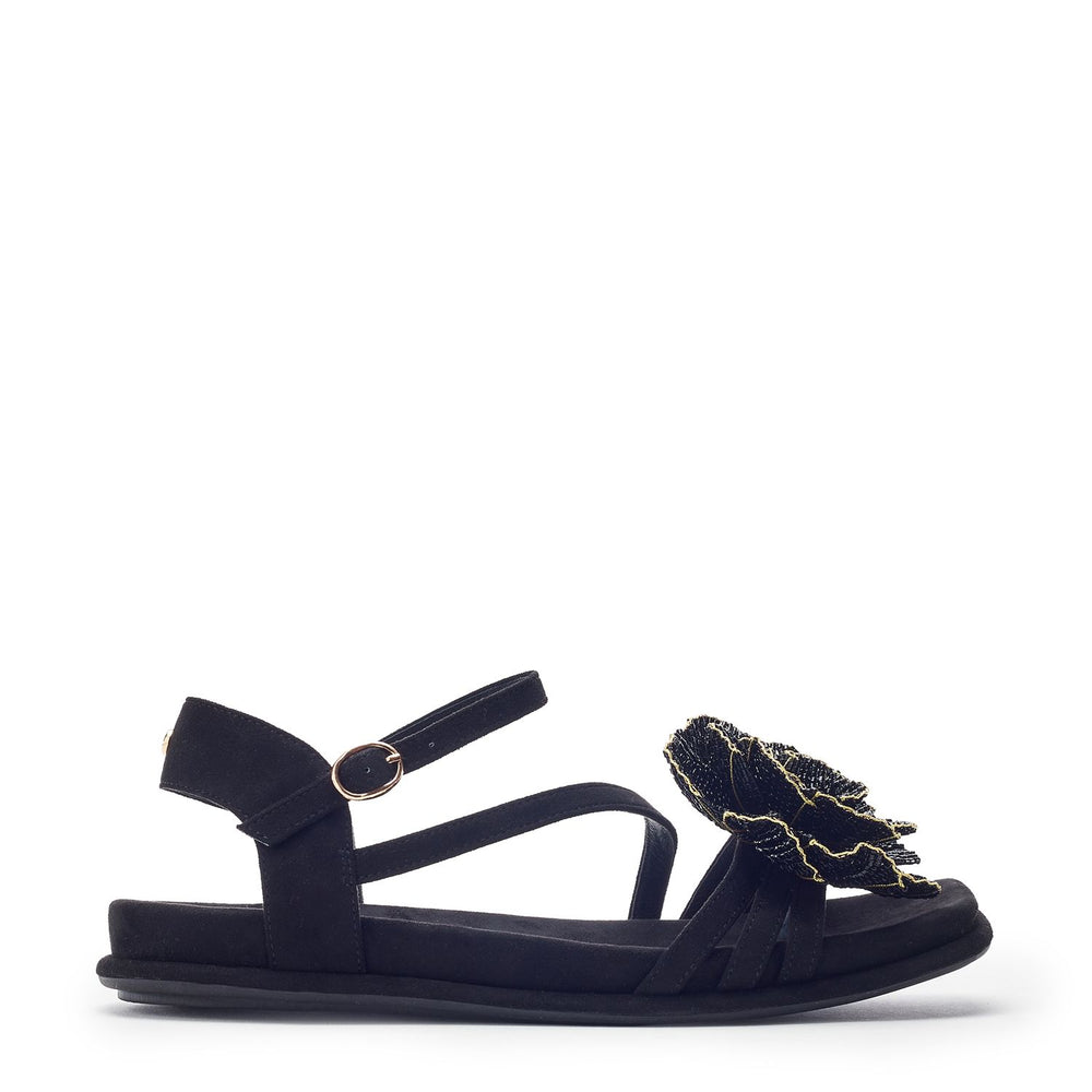Lareesa Black Alcantara Sandals