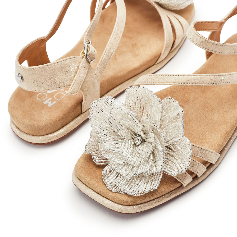 Lareesa Gold Alcantara Sandals