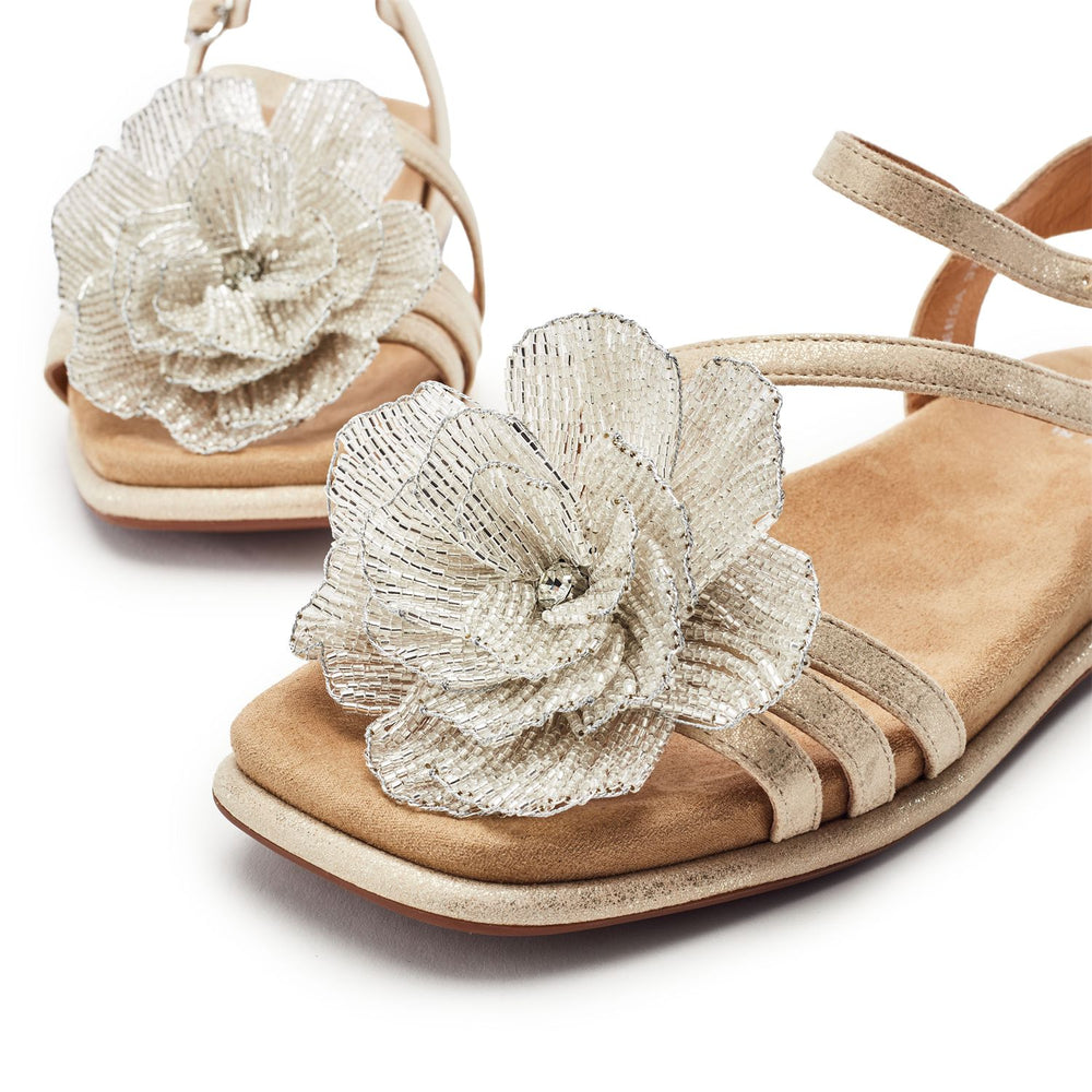Lareesa Gold Alcantara Sandals