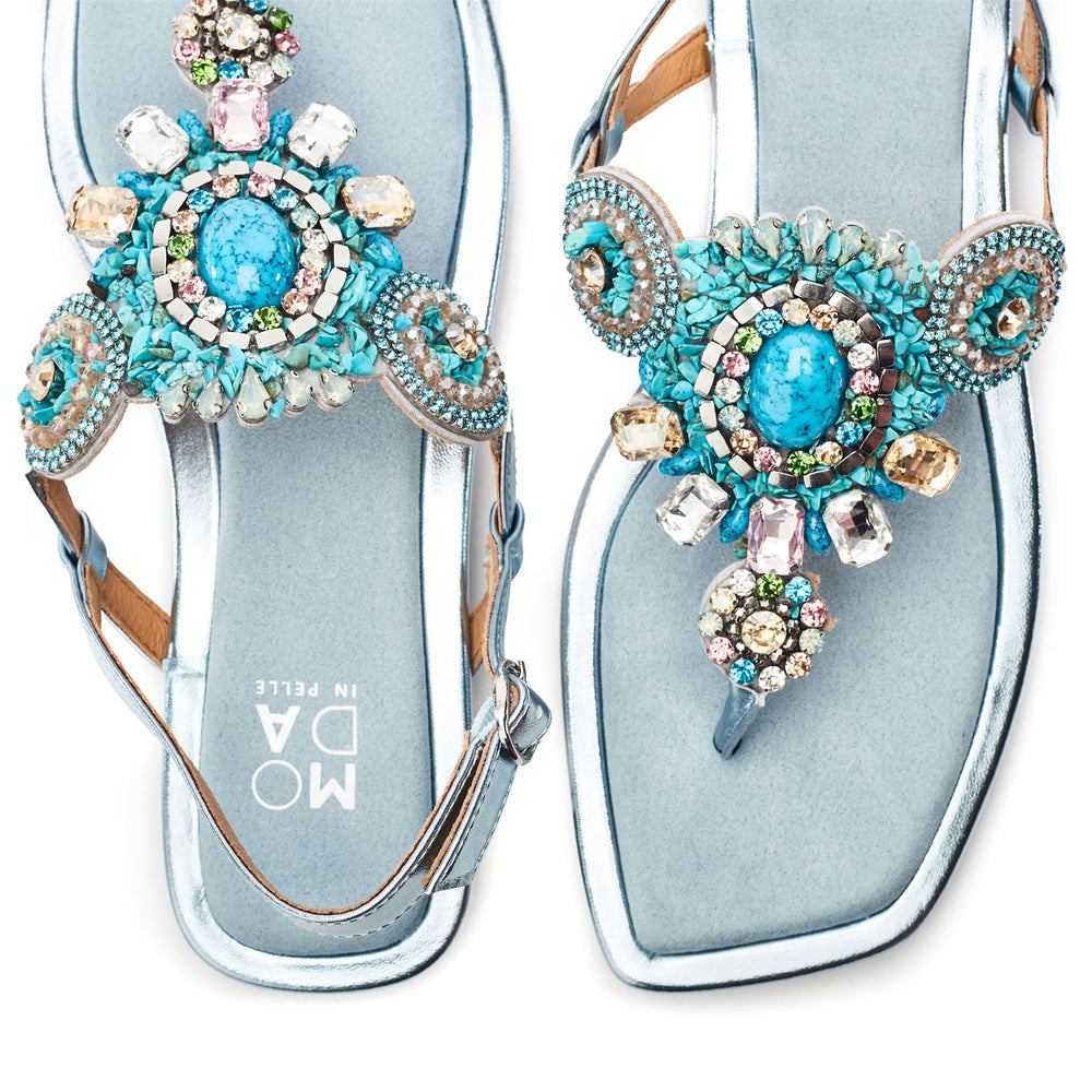 Lavana Light Blue Alcantara Sandals